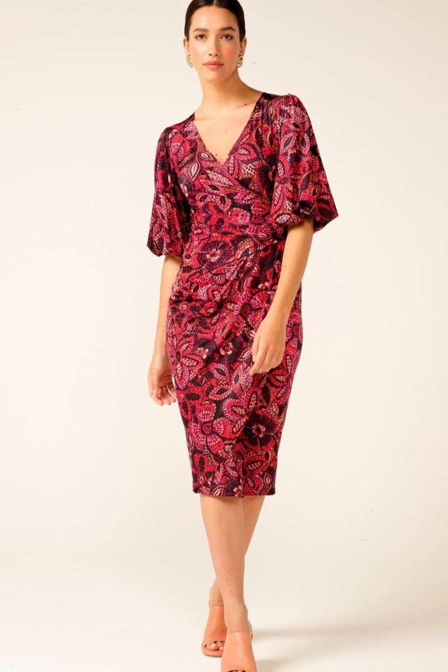 Fashion Sacha Drake | Sacha Drake | Crown Ruby Faux Wrap Dress | Ruby Floral Mosaic