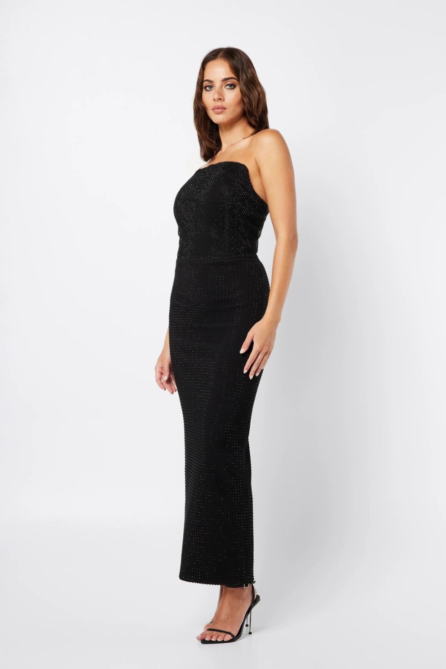Fashion Mossman | Mossman | Black Silver Lining Midi Dress
