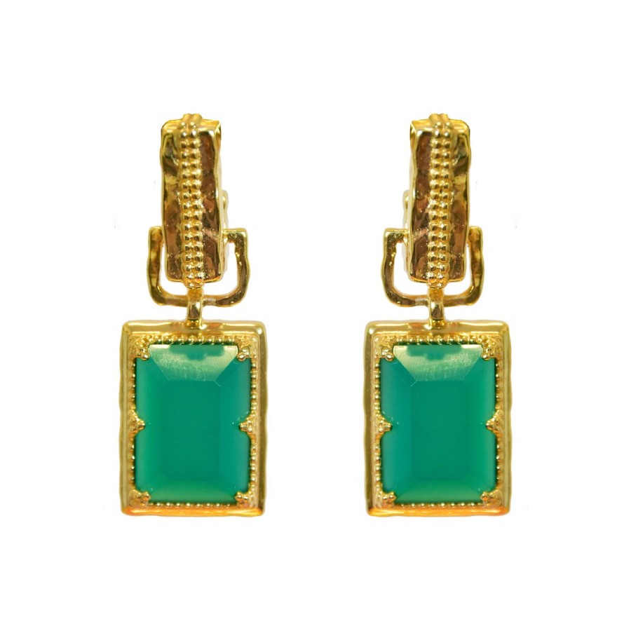 Accessories Mountain & Moon | Mountain & Moon | Alexandra Earrings Green Onyx
