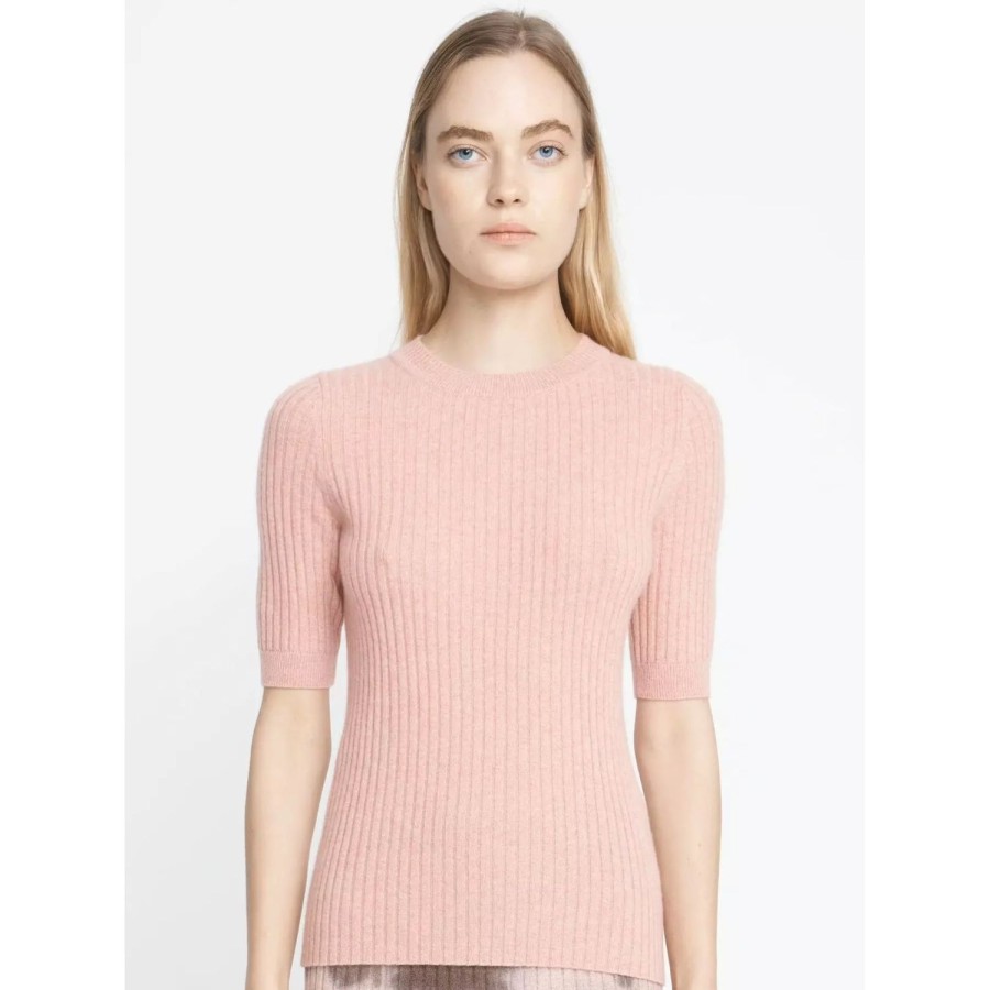 Fashion Aleger Cashmere | Aleger Cashmere | Cashmere Short Sleeve Tee | Coral