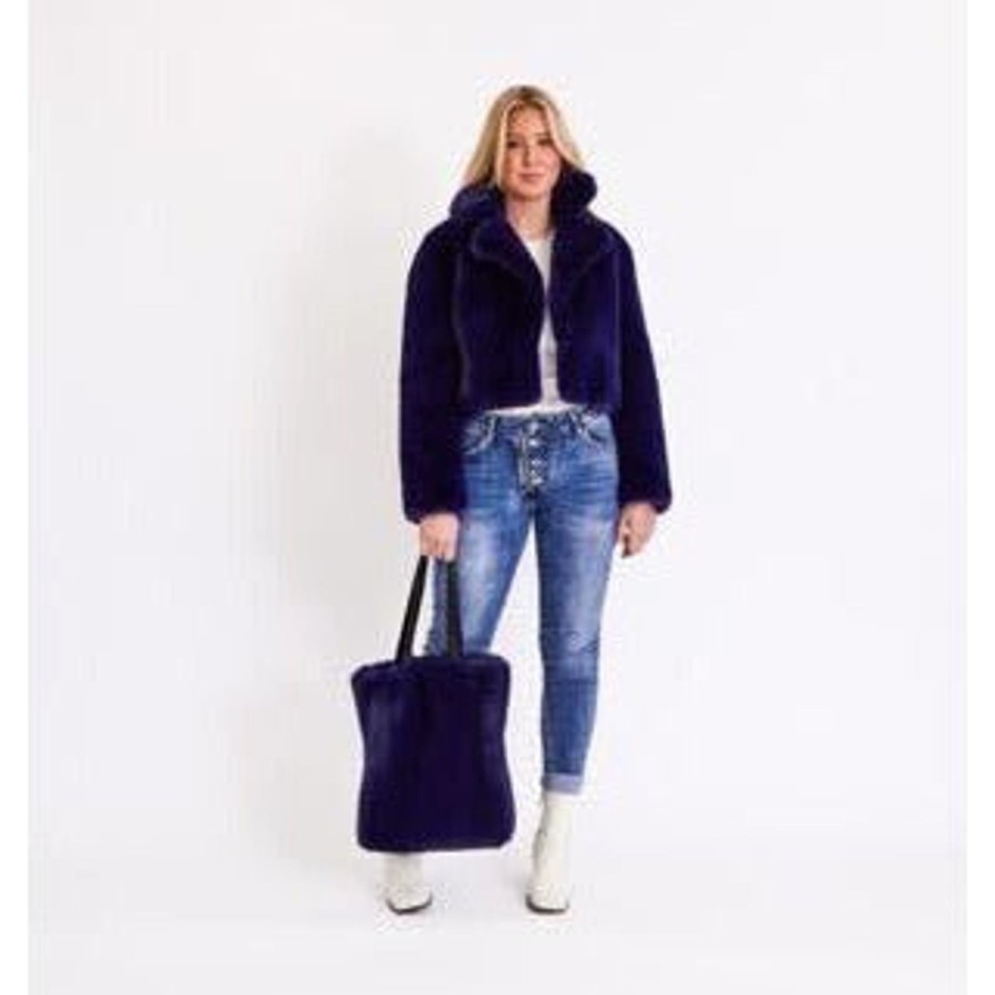 Fashion DEA The Label | Dea The Label | Faux Fur Cropped Jacket | Ink