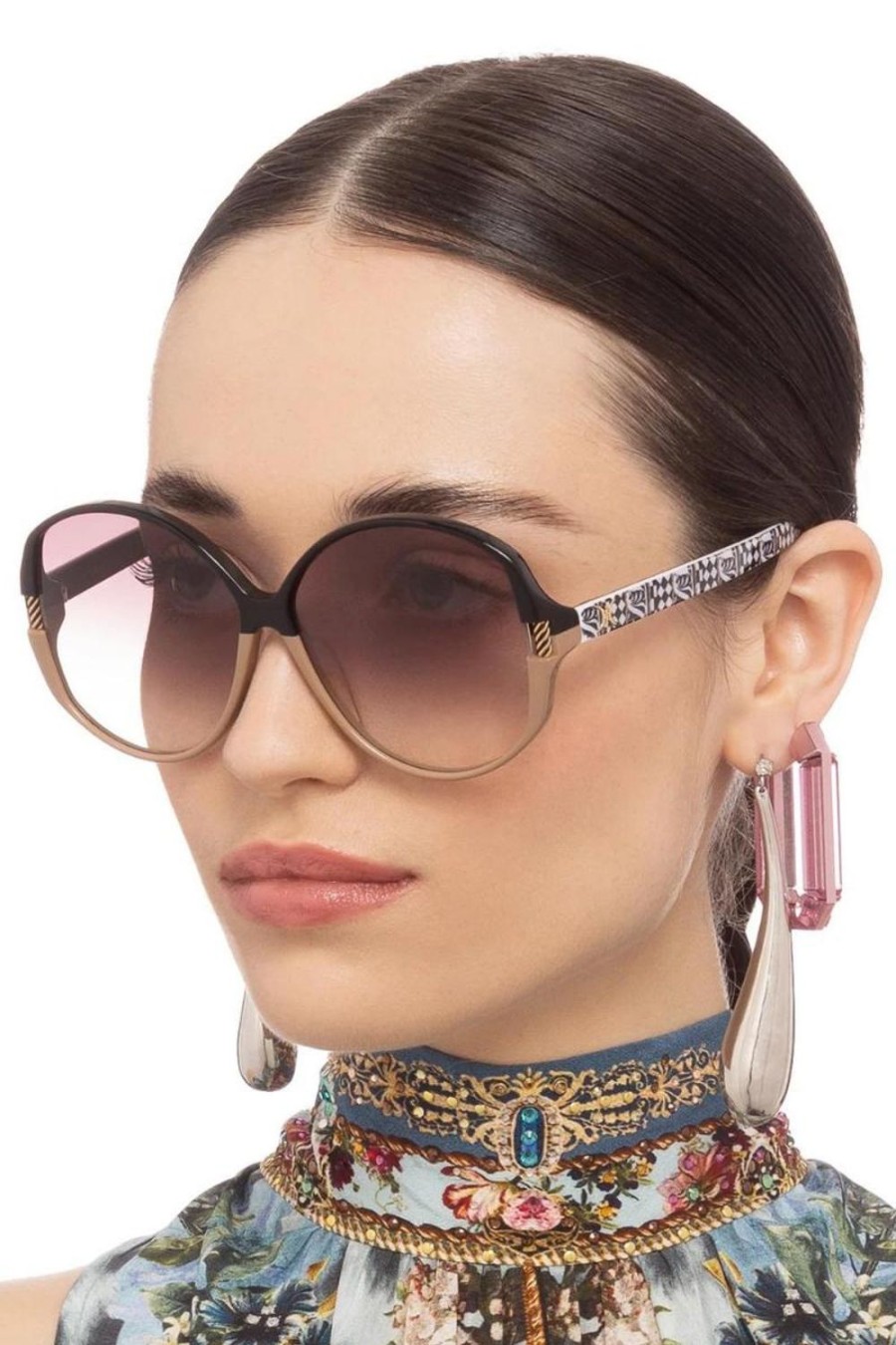 Accessories Camilla | Camilla | Afternoons In Amalfi Sunglasses | Black/Putty/Duomo Print