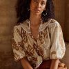 Fashion Once Was | Once Was | Aztec Cotton/Silk Curved Yoke Top | Arena Del Sol